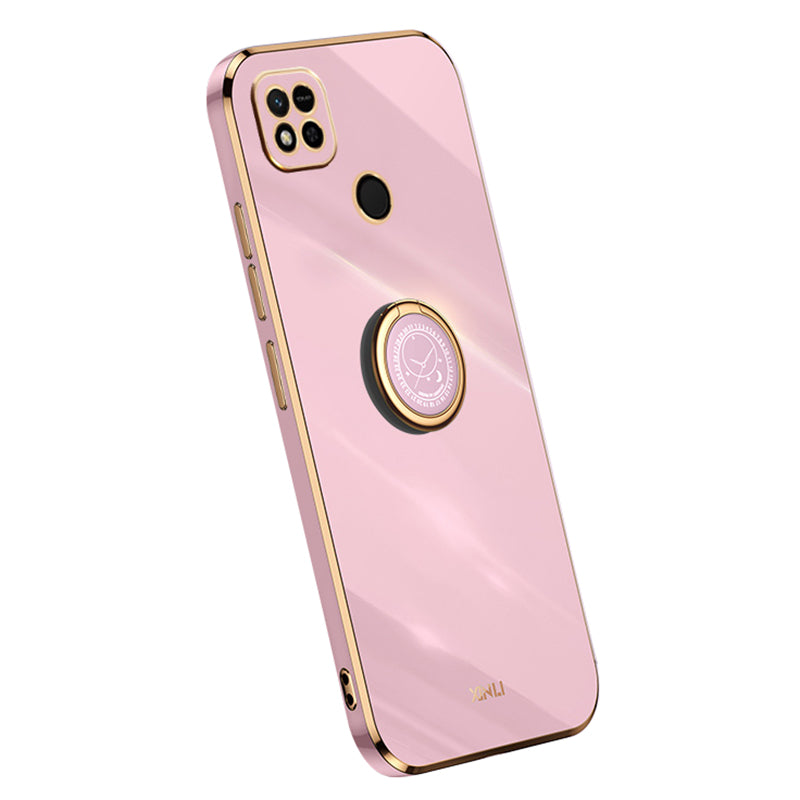 XINLI Ring Holder Kickstand Phone Case for Xiaomi Redmi 10A Electroplating Golden Edge TPU Phone Cover XINLI Ring Holder Kickstand Phone Case for Xiaomi Redmi 10A Electroplating Golden Edge TPU Phone Cover